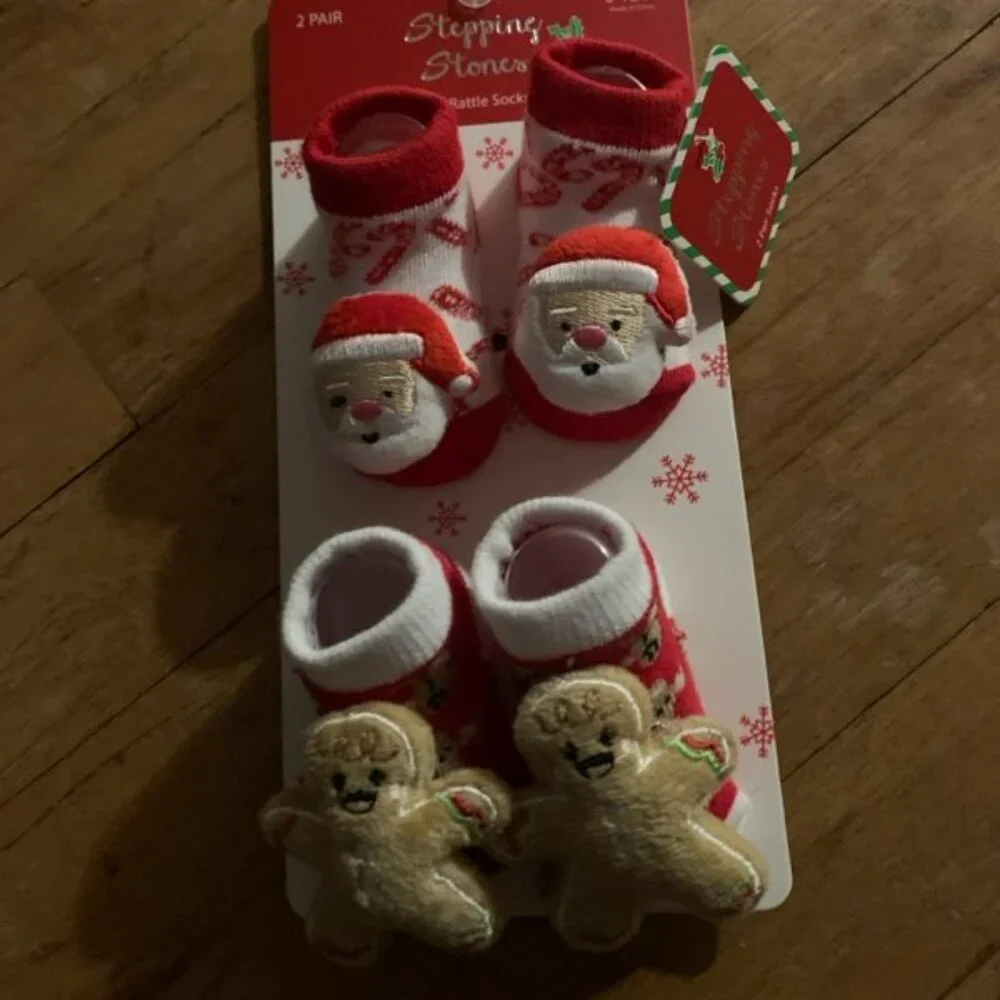 Stepping Stones Santa and Gingerbread rattle booties